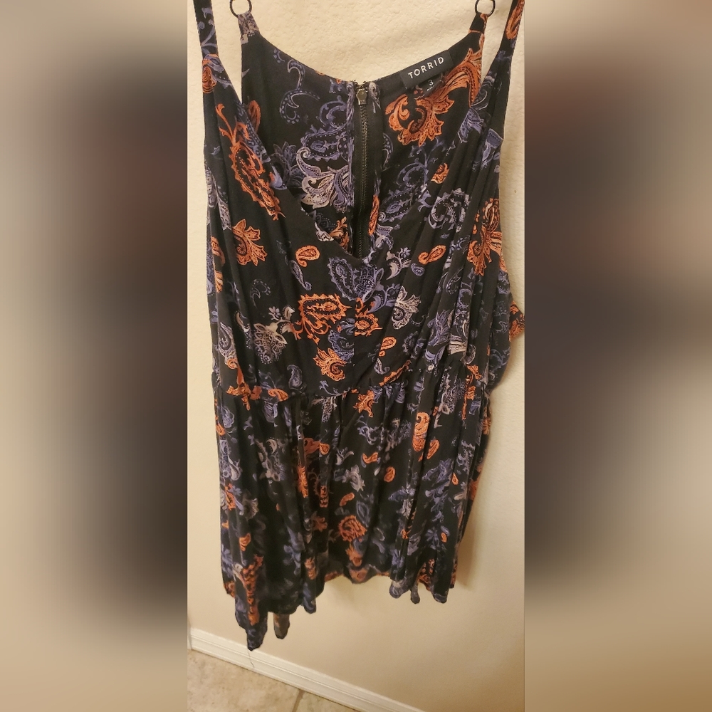 Blue Floral V Neck Tank